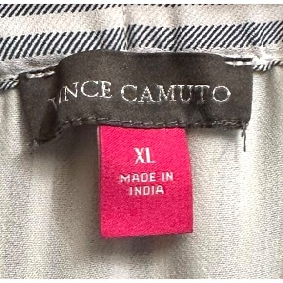 Vince Camuto New Striped Side Ruffle Pull On Midi Skirt Gray White XL Faux Wrap - Picture 4 of 5